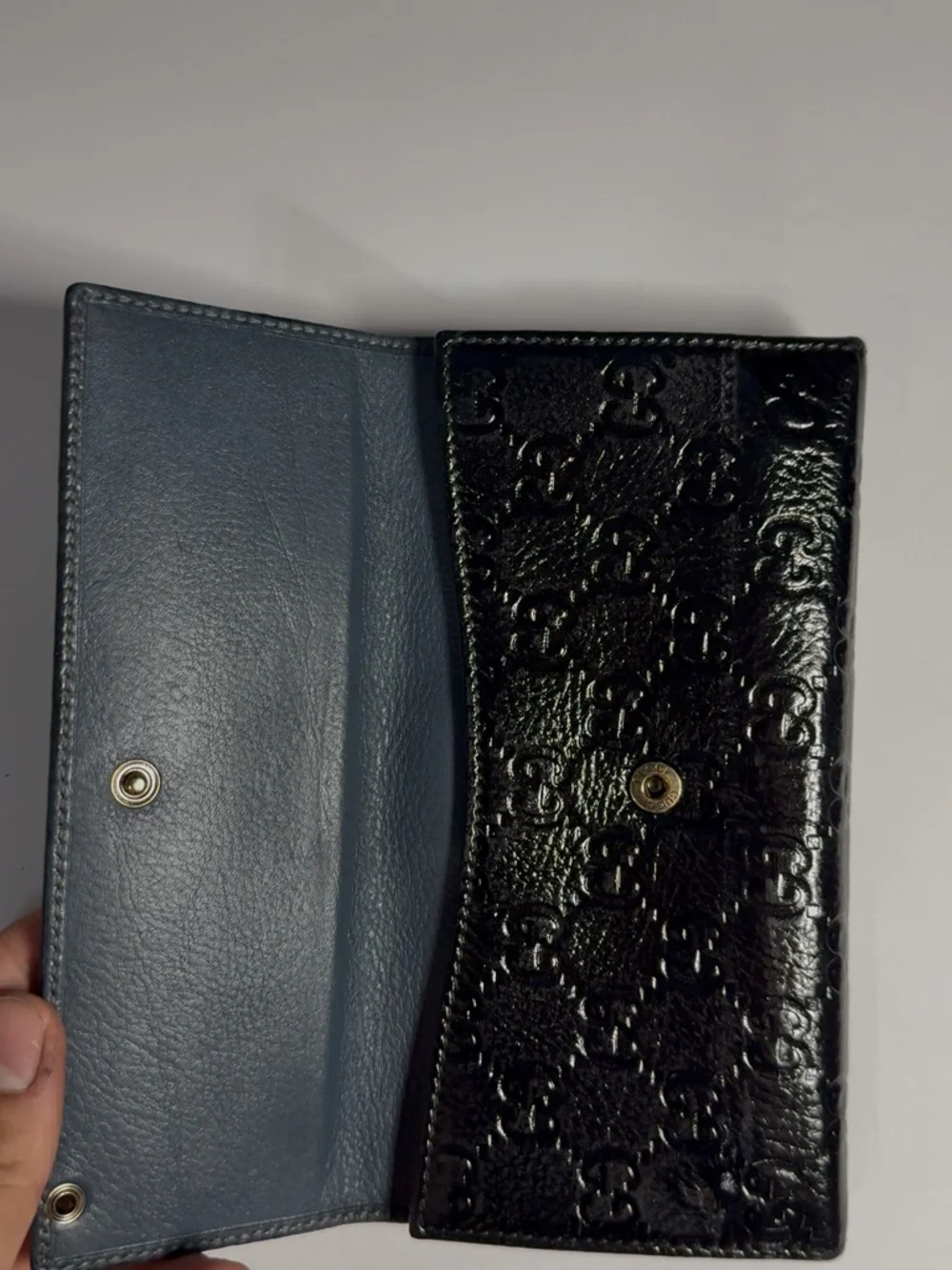 Gucci Black Embossed Monogram Long Wallet - Picture 2 of 5